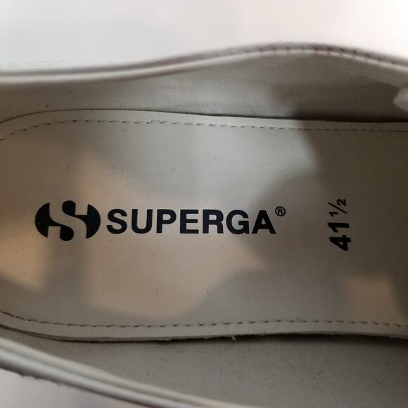 Superga Women's White Leather Platform Lace Up Sneakers Size 41.5 US 10 - Picture 9 of 10